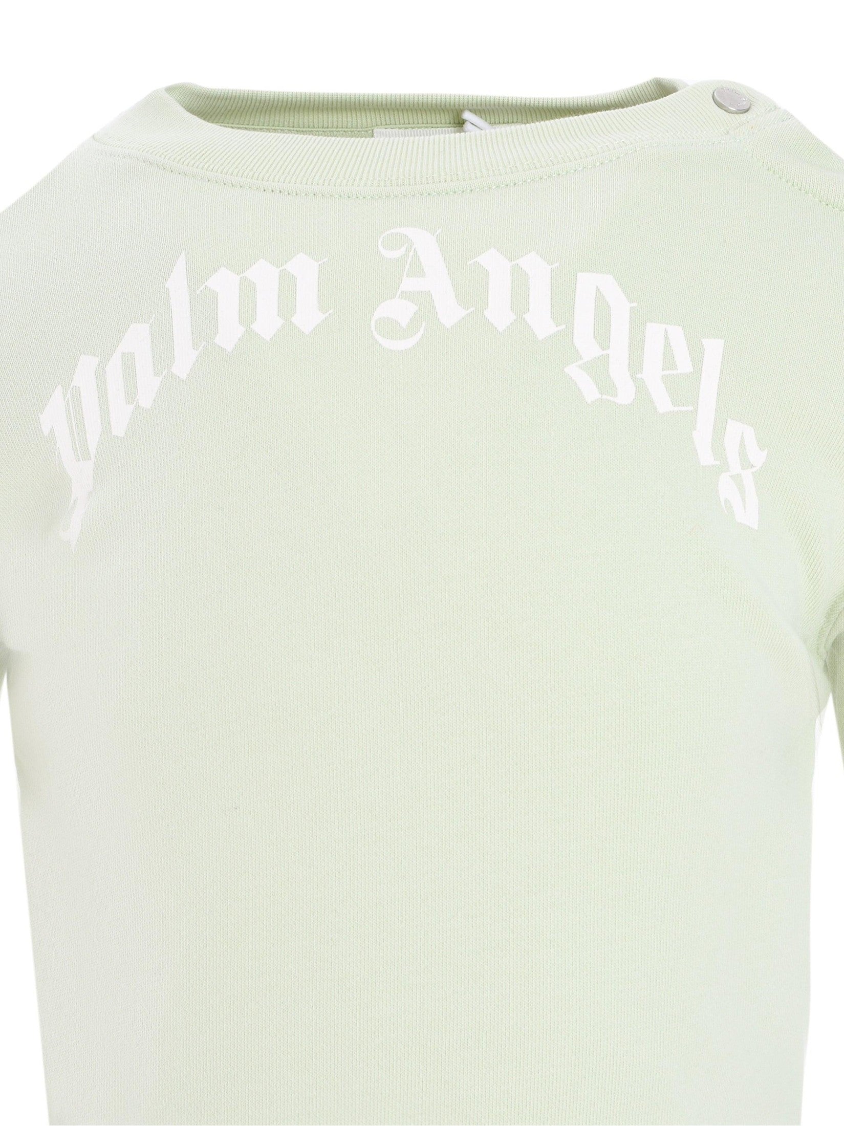 Curved logo crew light green off white