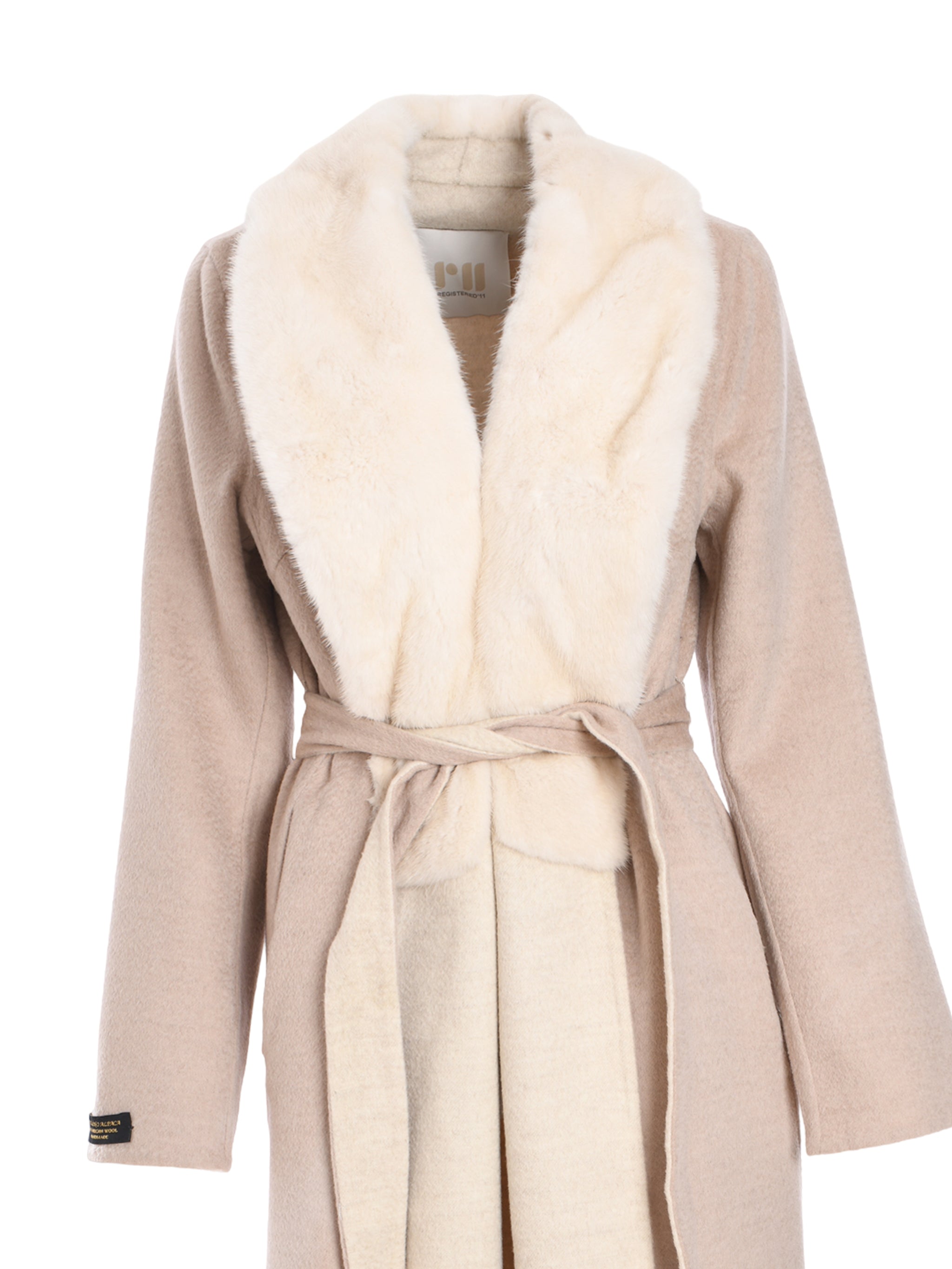 BLUSH PICK COAT WITH BROWN MINK COLLAR