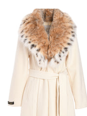 LONG COAT WITH LINKS FUR ON COLLAR