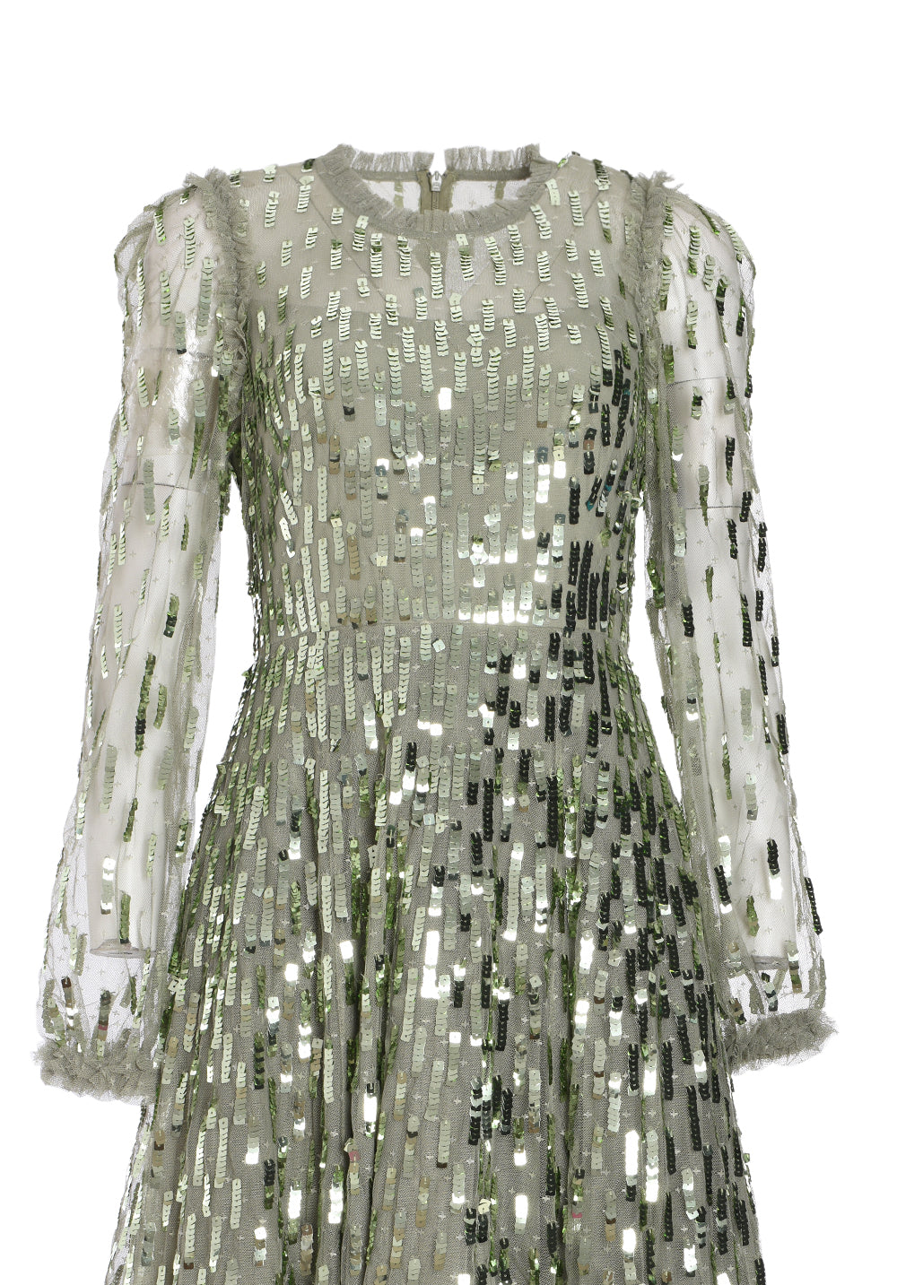 SEQUIN DASH LONG SLEEVE ANKLE GOWN