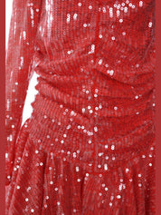 Rotate ruched sequinned minidress