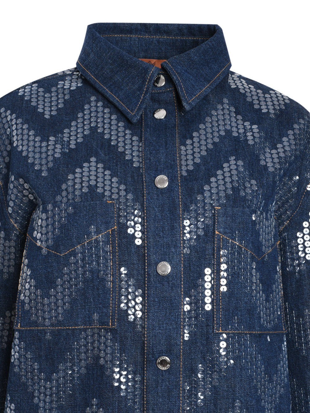 Overshirt in denim with sequin appliqué