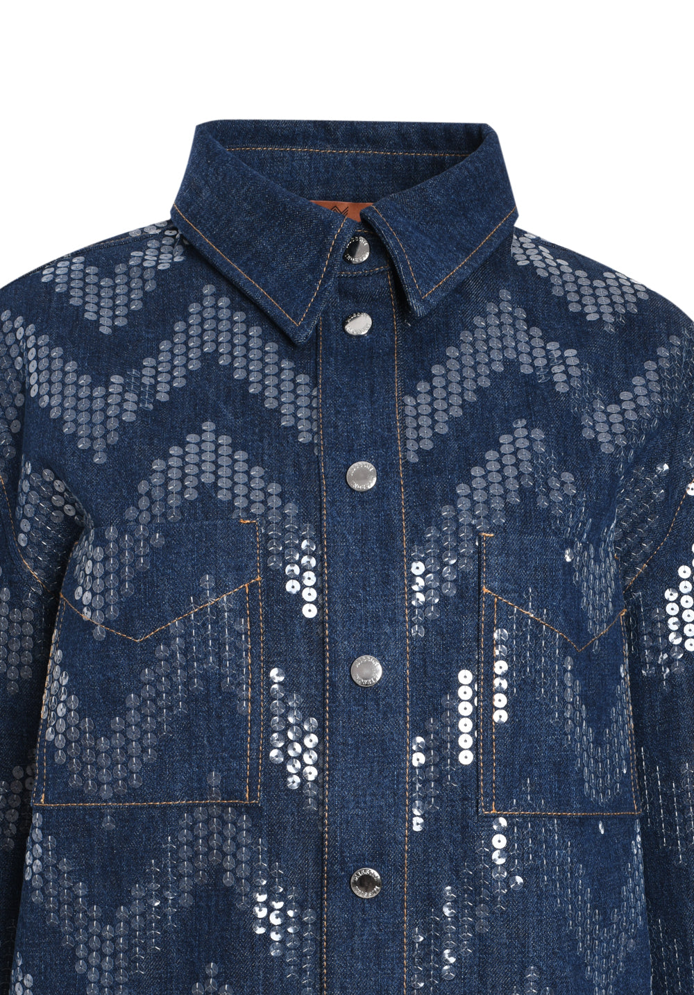 Overshirt in denim with sequin appliqué