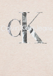 Calvin Klein Jeans children's cotton t-shirt beige color with print