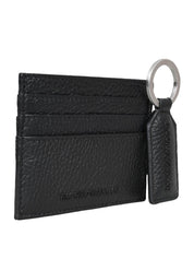 Emporio armani logo-embossed leather cardholder and keyring