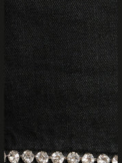 Wide leg crystal slit jean