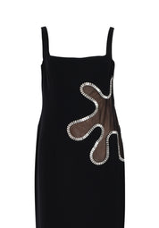 BLACK CRÊPE DRESS WITH CRYSTAL EMBROIDERY ON THE WAIST