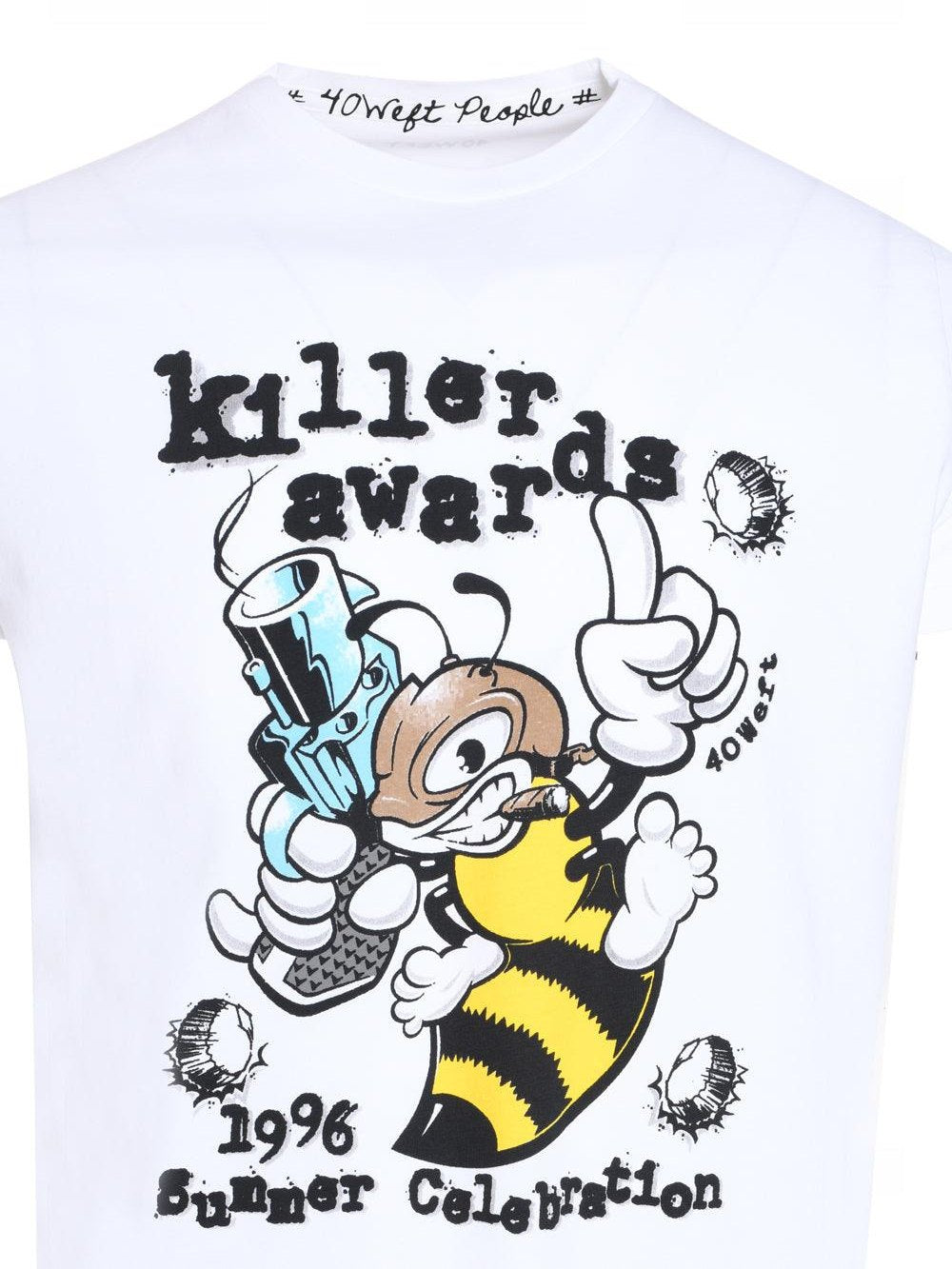 Round neck t-shirt m/c prints background color