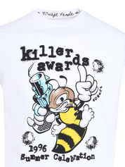 Round neck t-shirt m/c prints background color