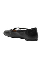 Casadei Queen Bee Black Ballet Flat With Rhinestones