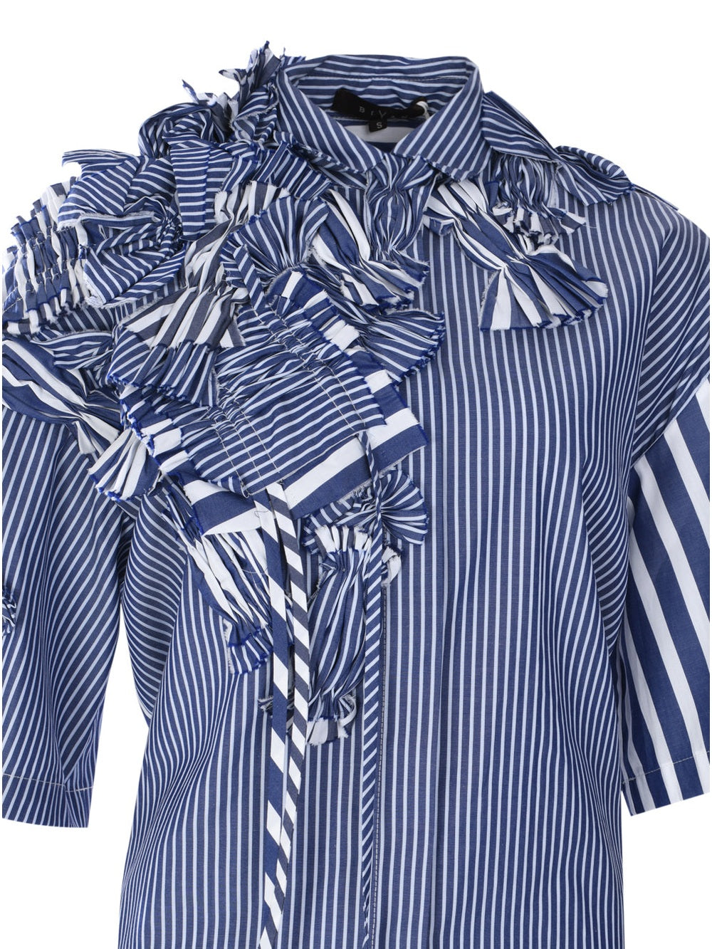 Sybel 3d embellished short sleeve mix cotton stripe shirt