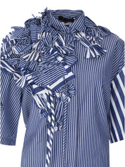 Sybel 3d embellished short sleeve mix cotton stripe shirt