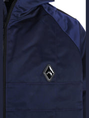 A-cold-wall* overdye logo-plaque panelled hooded jacket