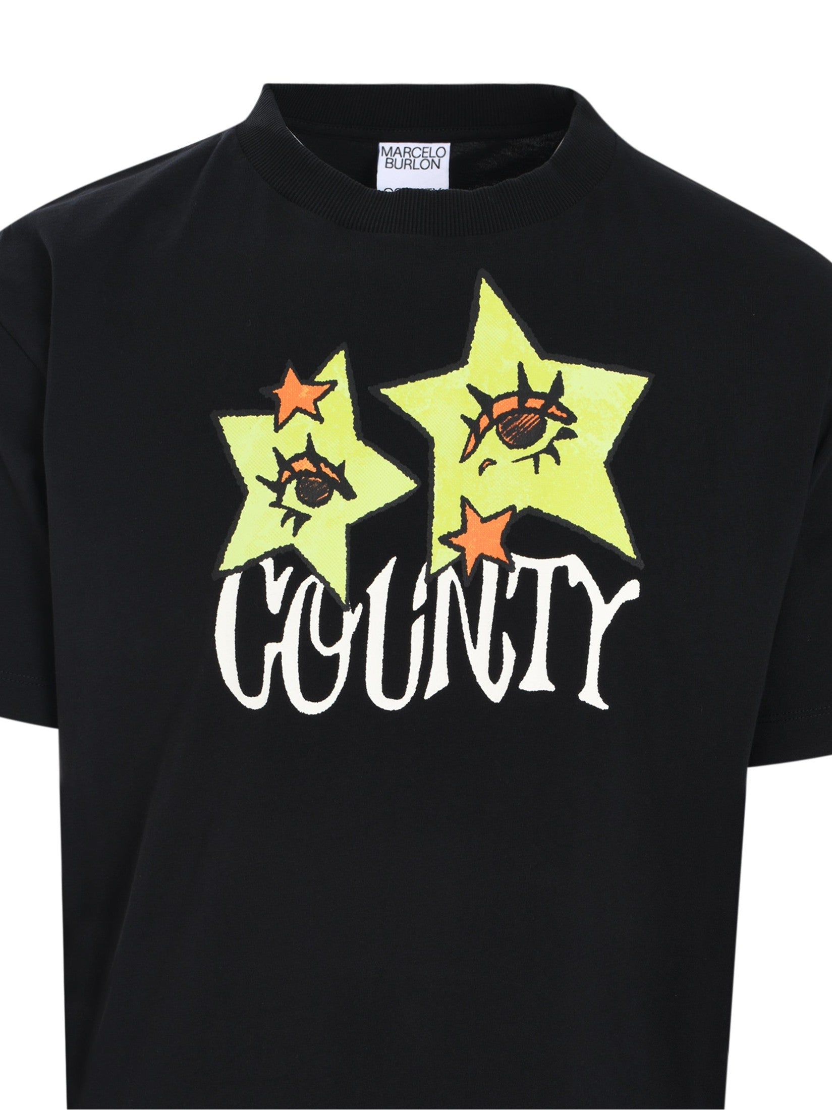 Star eyes basic t-shirt black lime