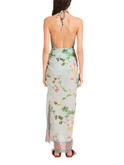 Foulard zooflora placée blue silk scarf (90x90)