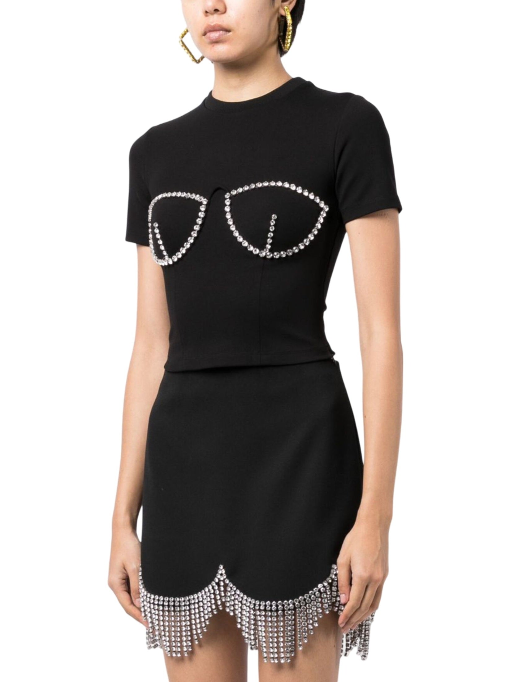 Crystal bustier cup t-shirt