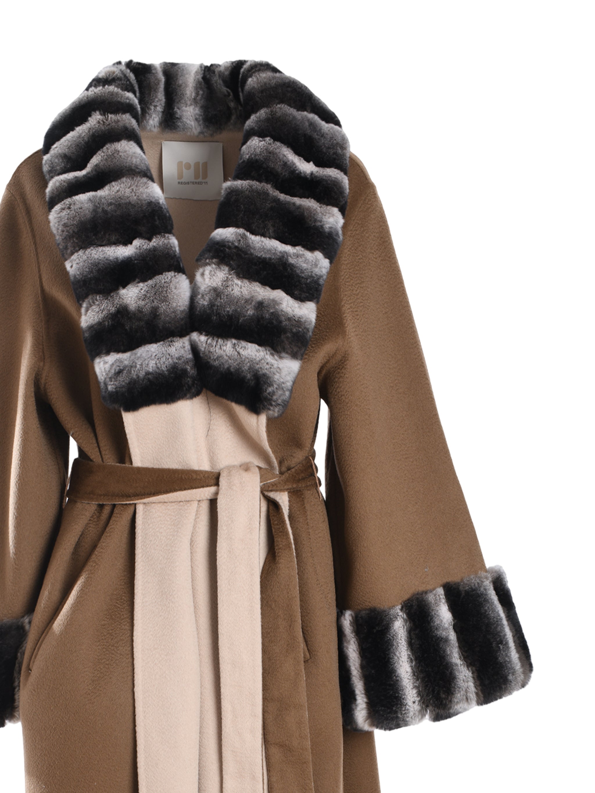 LONG COAT ABAYA WITH REX FUR ON SLEAVES AND COLLAR