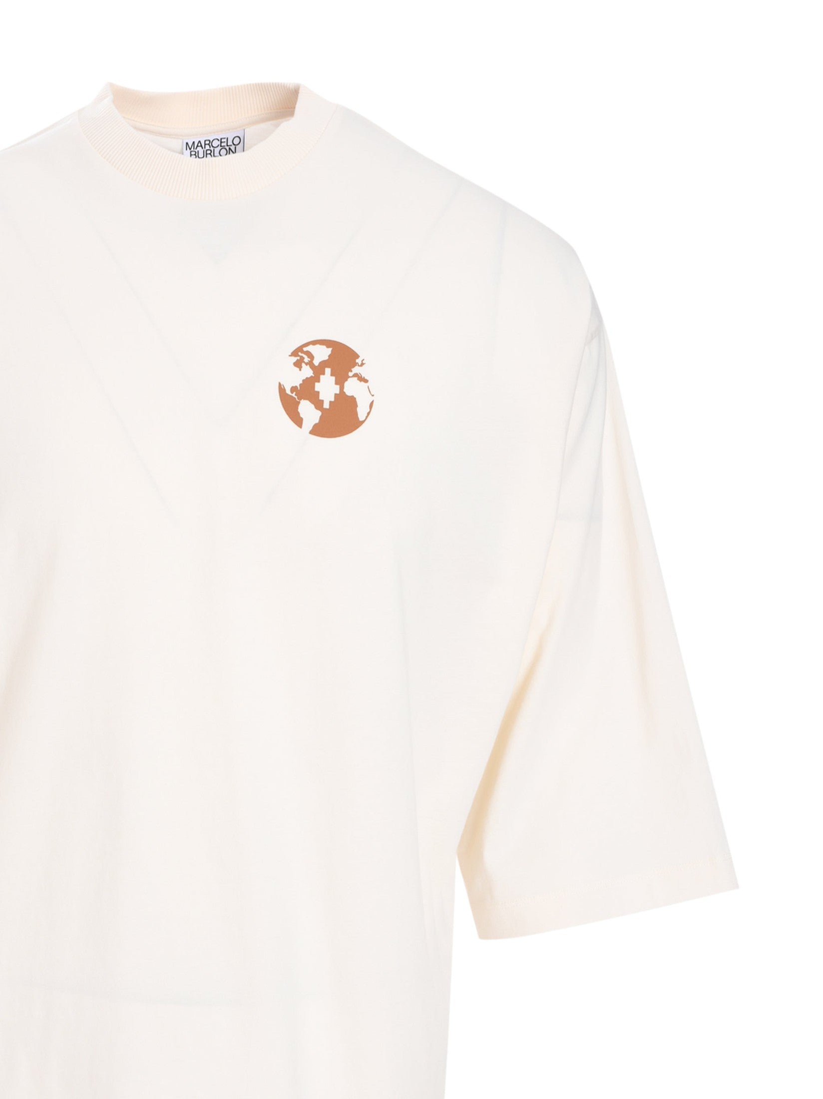 County globe loose t-shirt ecru brown