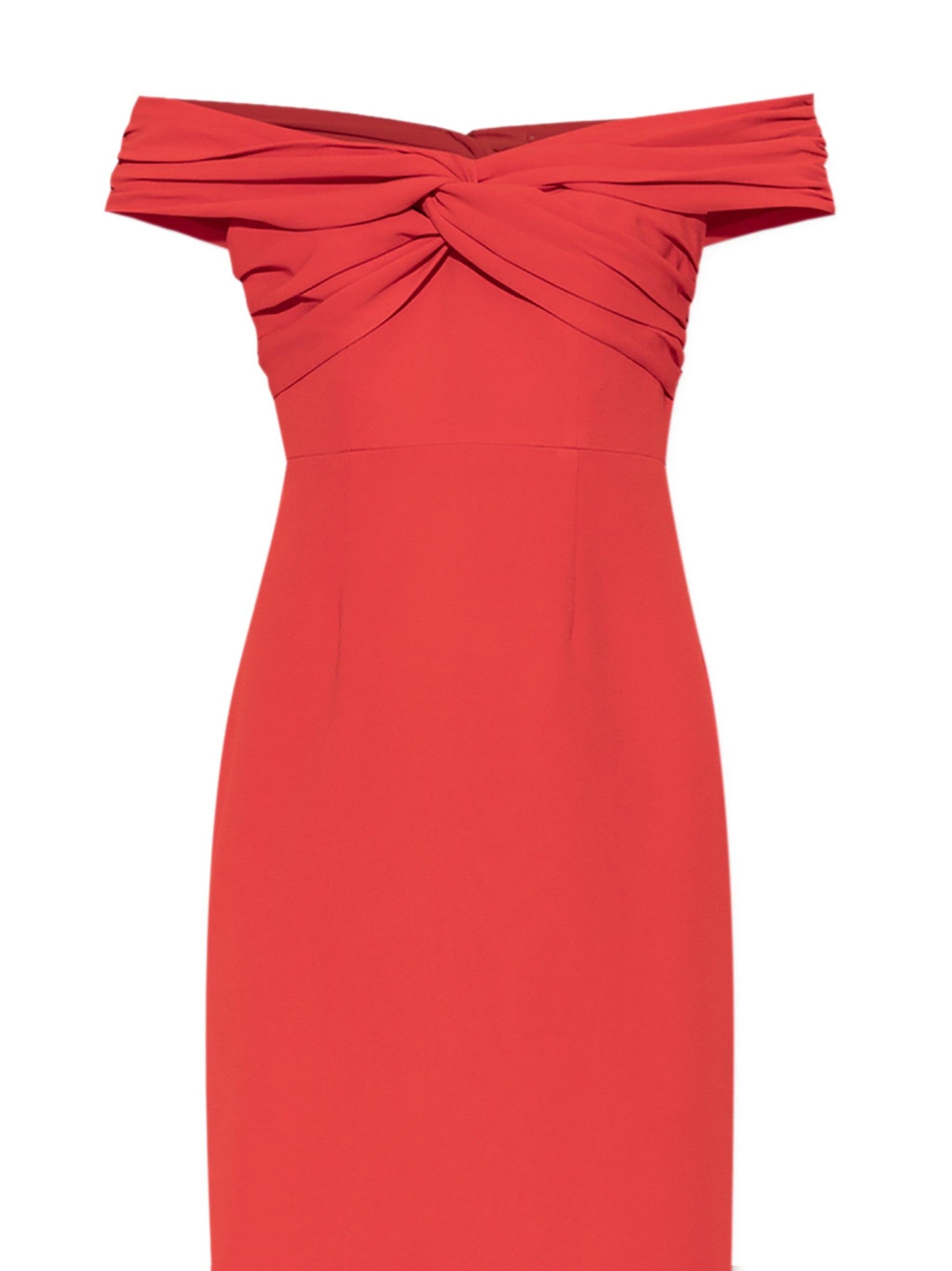 Red off shoulder midi dress