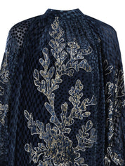 Ganaia mix velvet fil coupé long dress with gold velvet fil coupé
embroidery appliqué
