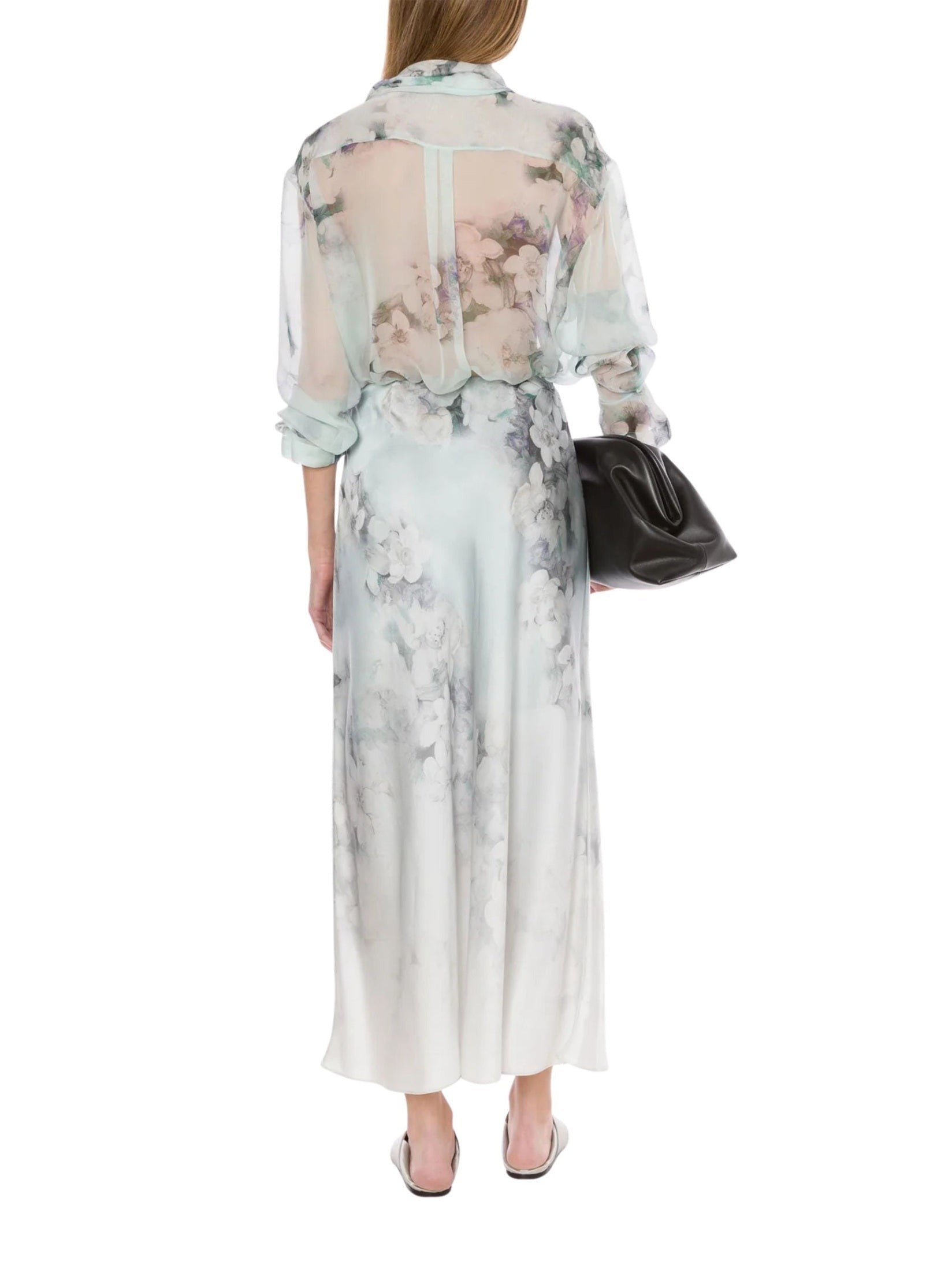 Long skirt in satin with degrade’ print