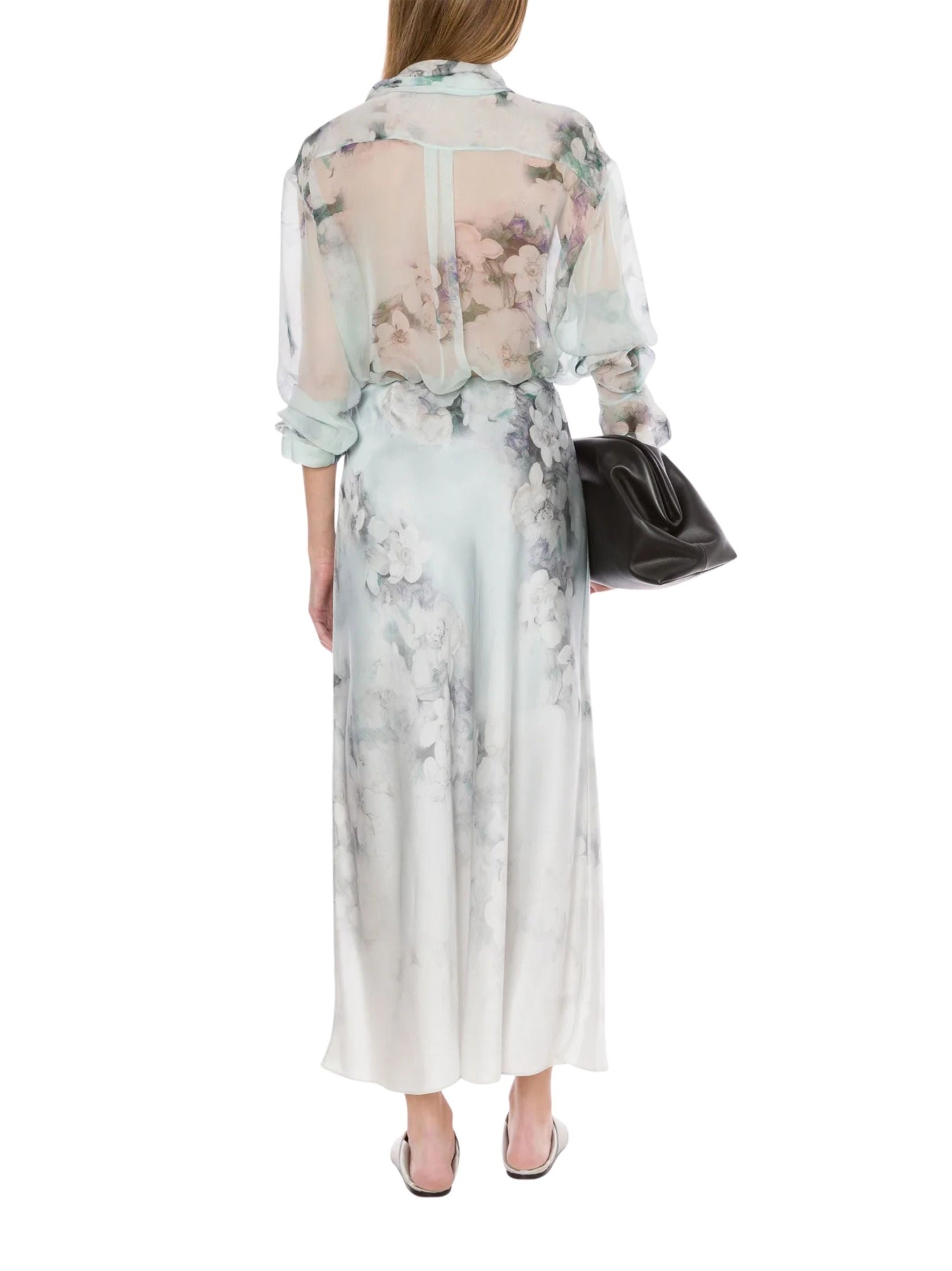 Long skirt in satin with degrade’ print