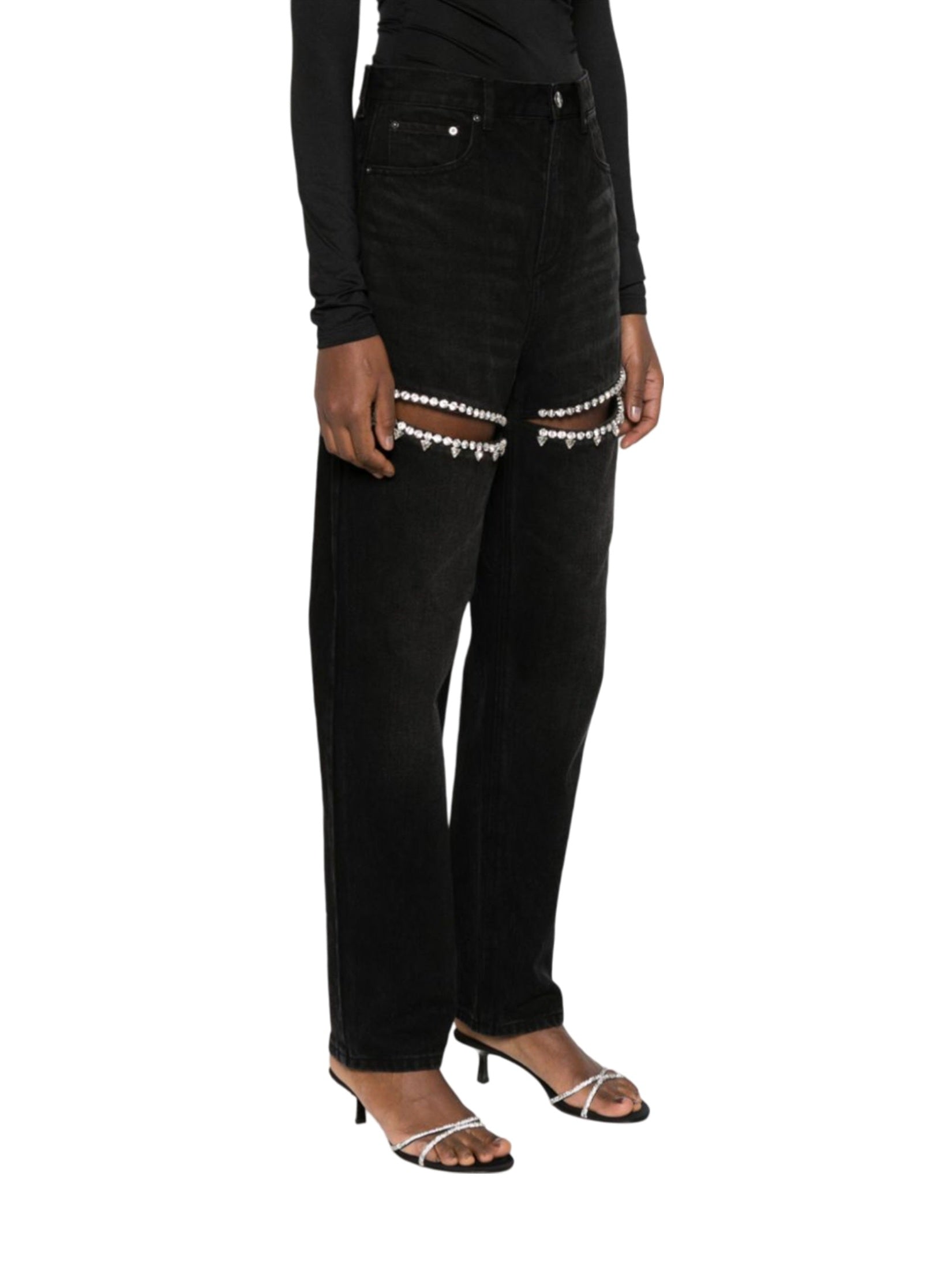Crystal slit jean
