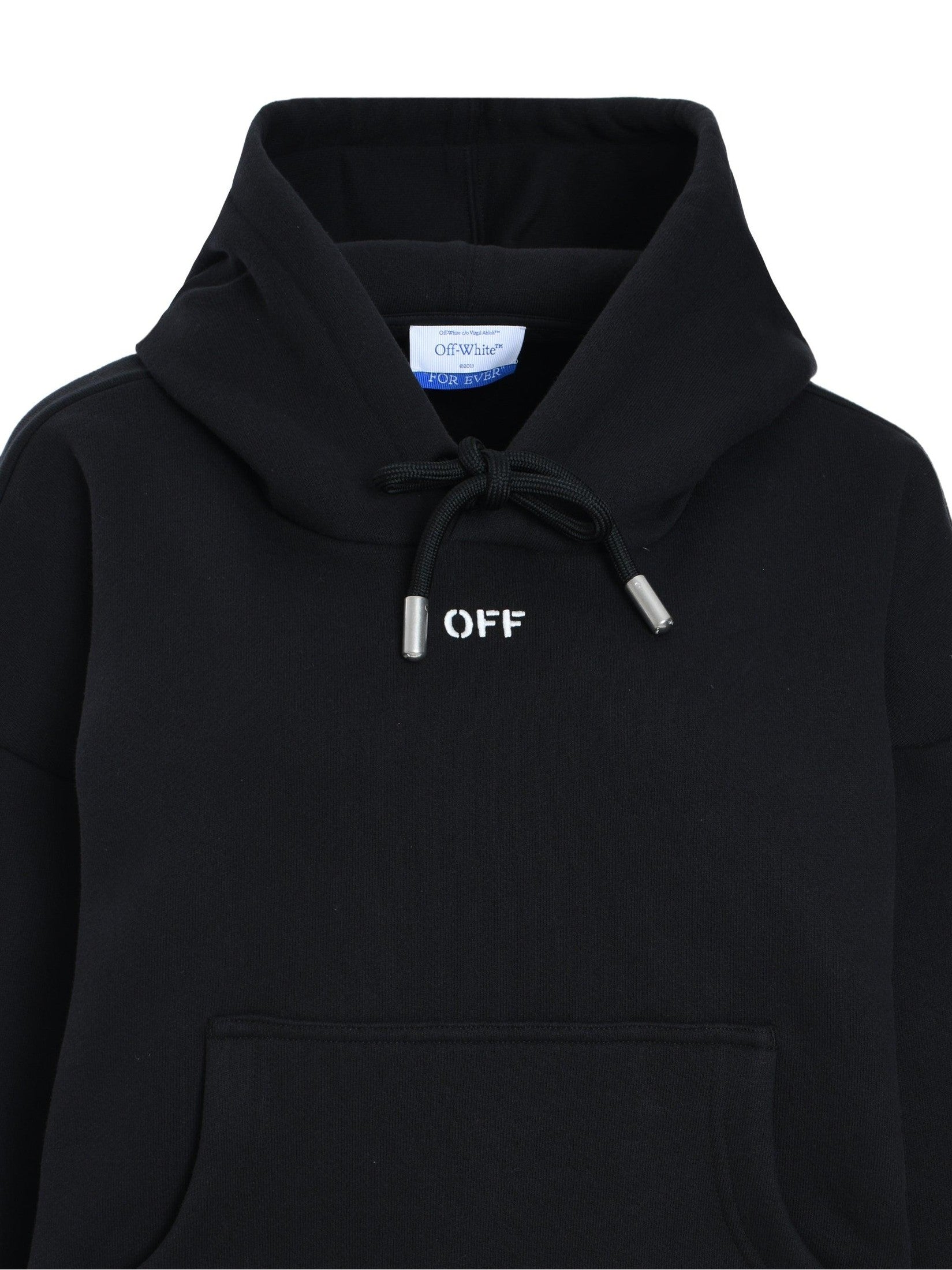 Off stamp round over hoodie black white