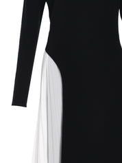 TAILORED CREPE PLEATED MAXI DRESS