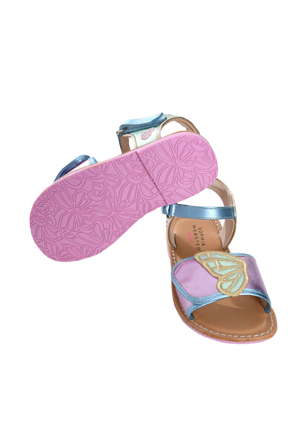 Sophia Webster Mini Girls Pink Leather Butterfly Sandals