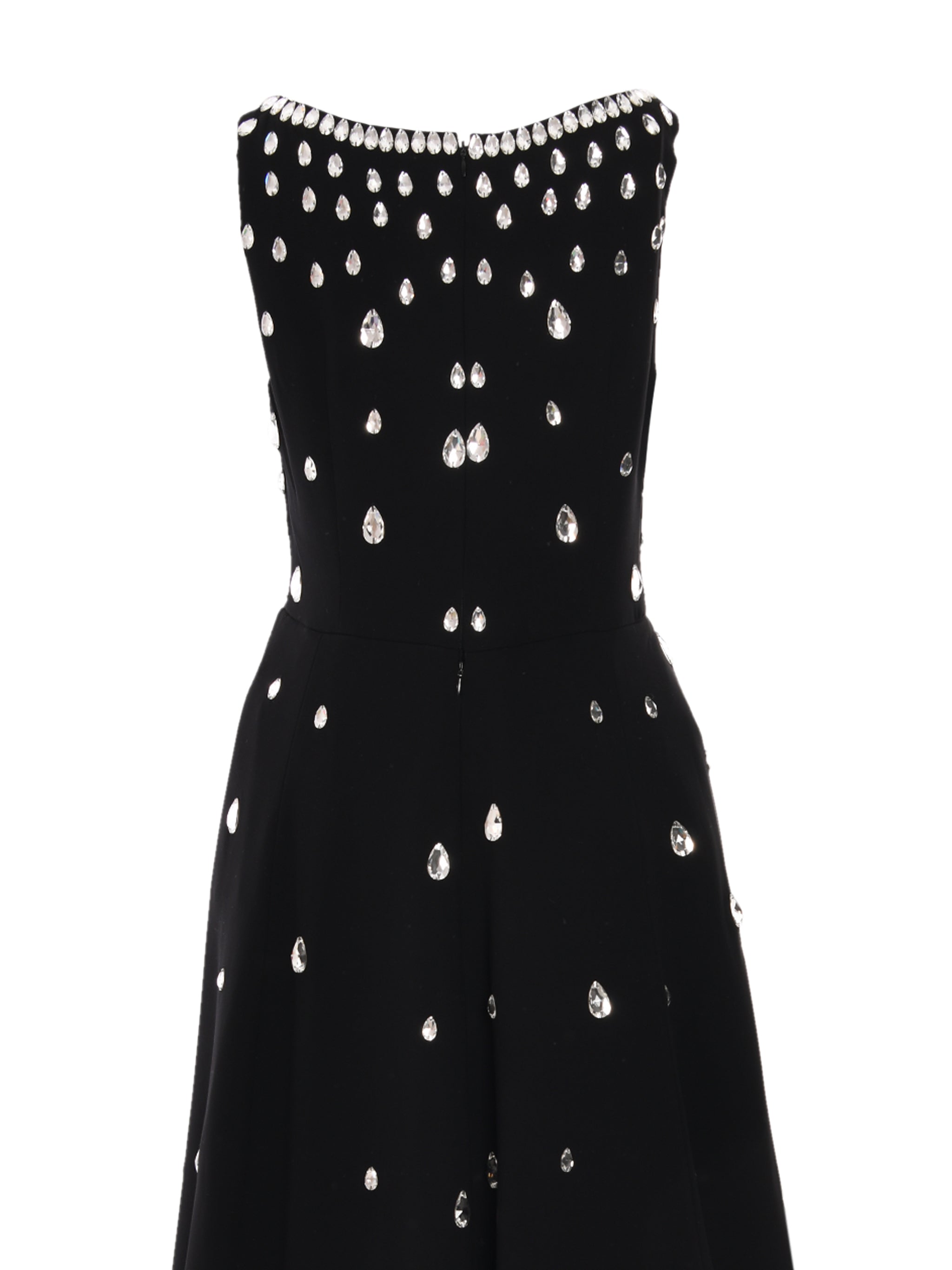 Fully embroidered black dress with overskirt.