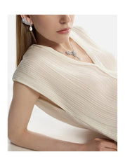 Necklace plume de paon white gold with pearl diamond