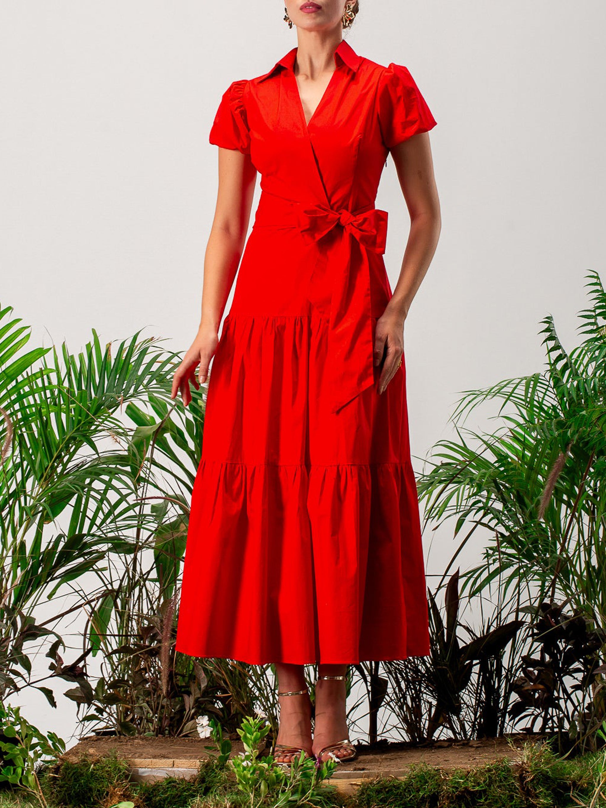 SCARLET POPLIN DRESS