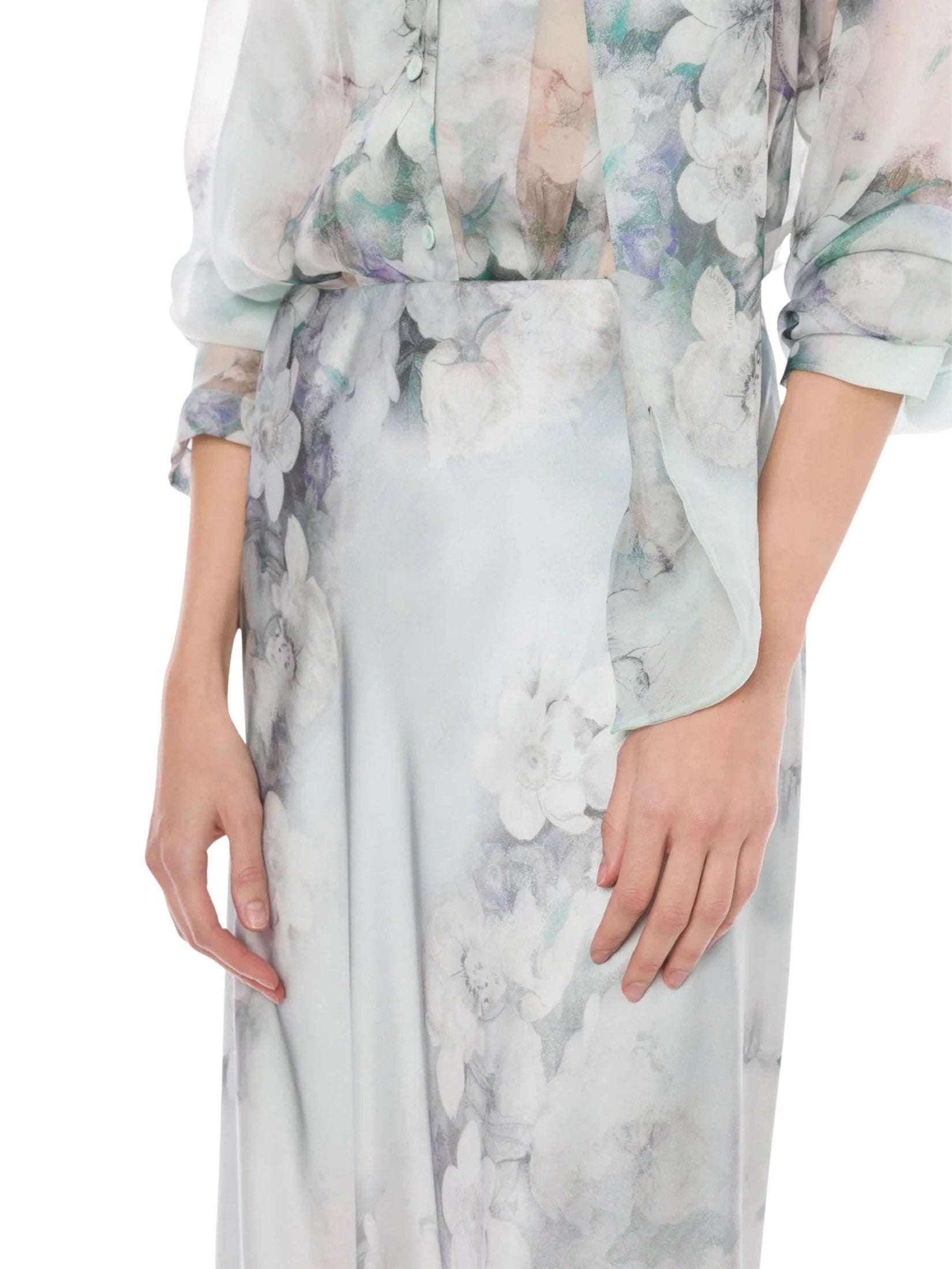 Long skirt in satin with degrade’ print