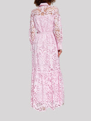 PINK COTTON LACE  MAXI DRESS