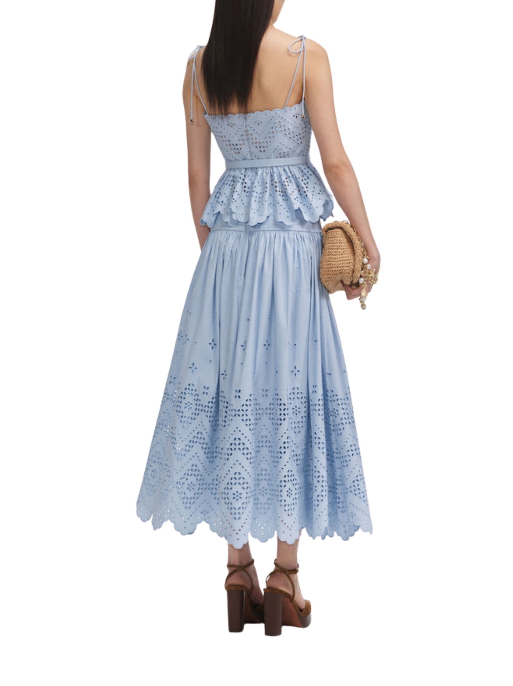 Blue cotton broderie top