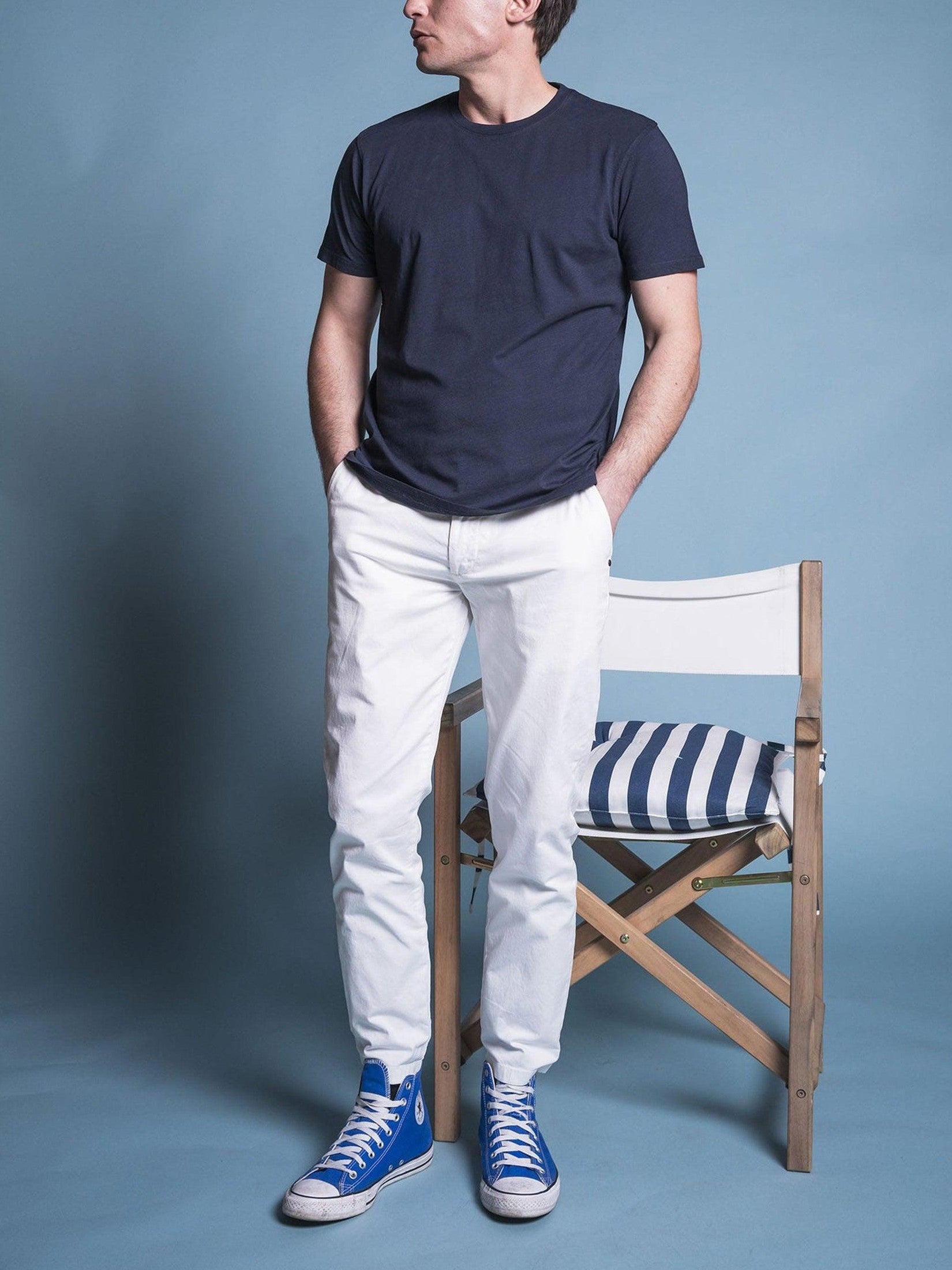 Round neck slub cotton t-shirt
