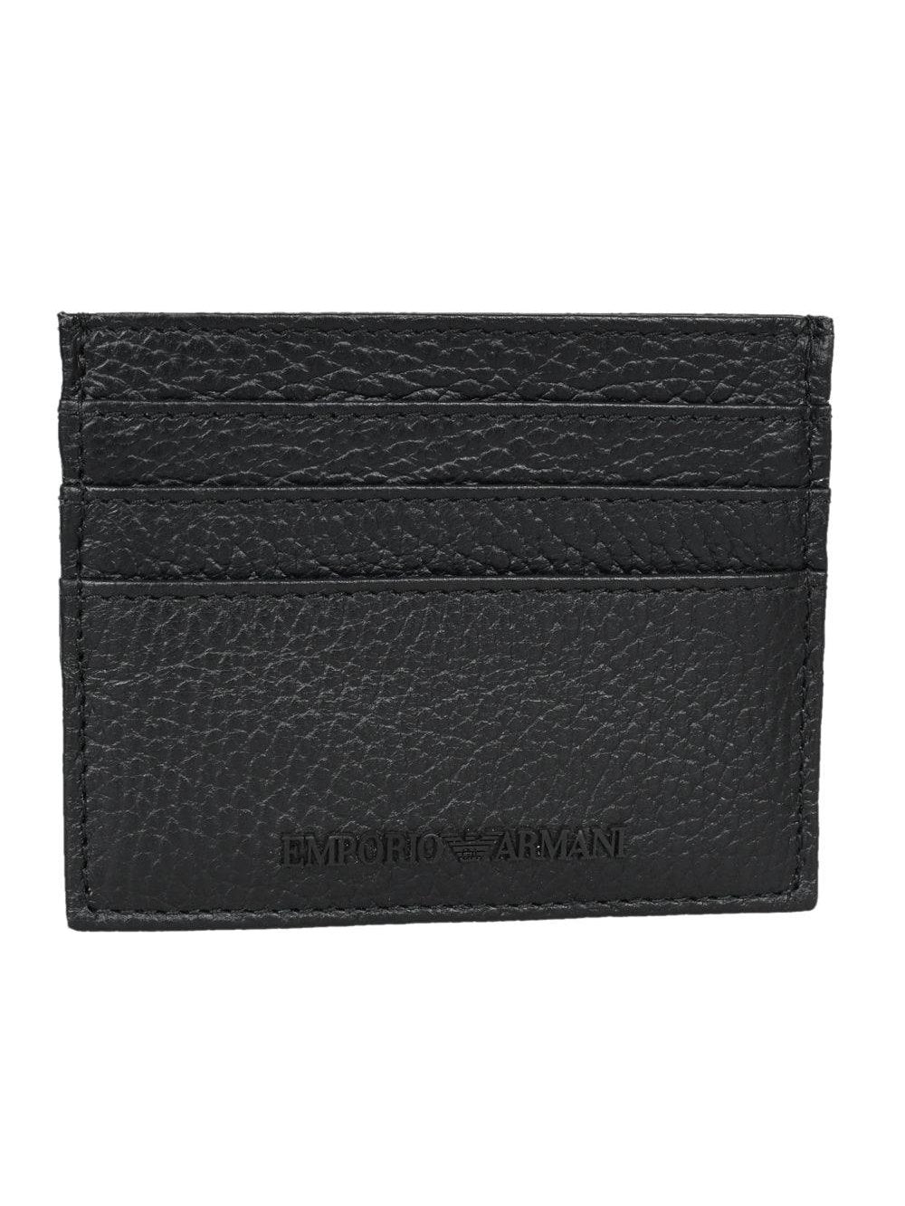 Emporio armani logo-embossed leather cardholder and keyring