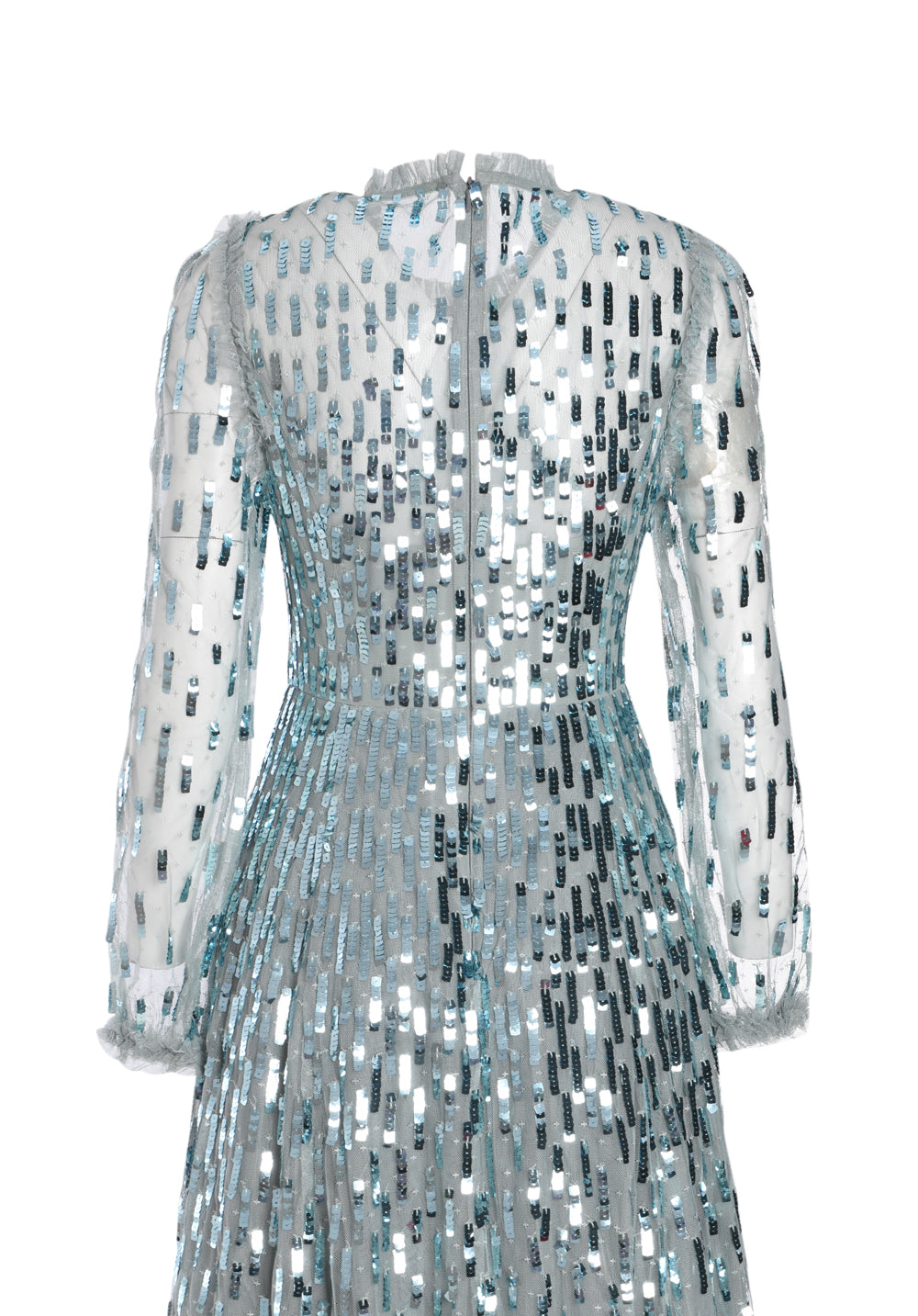 SEQUIN DASH LONG SLEEVE ANKLE GOWN