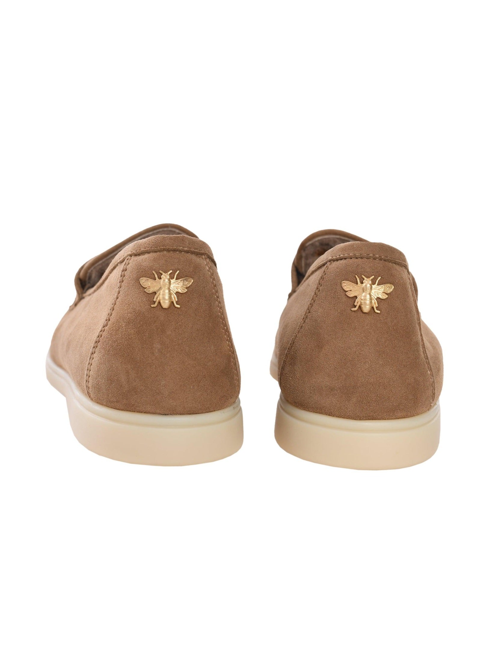 Mousy brown suede and shearling loisir gomme
