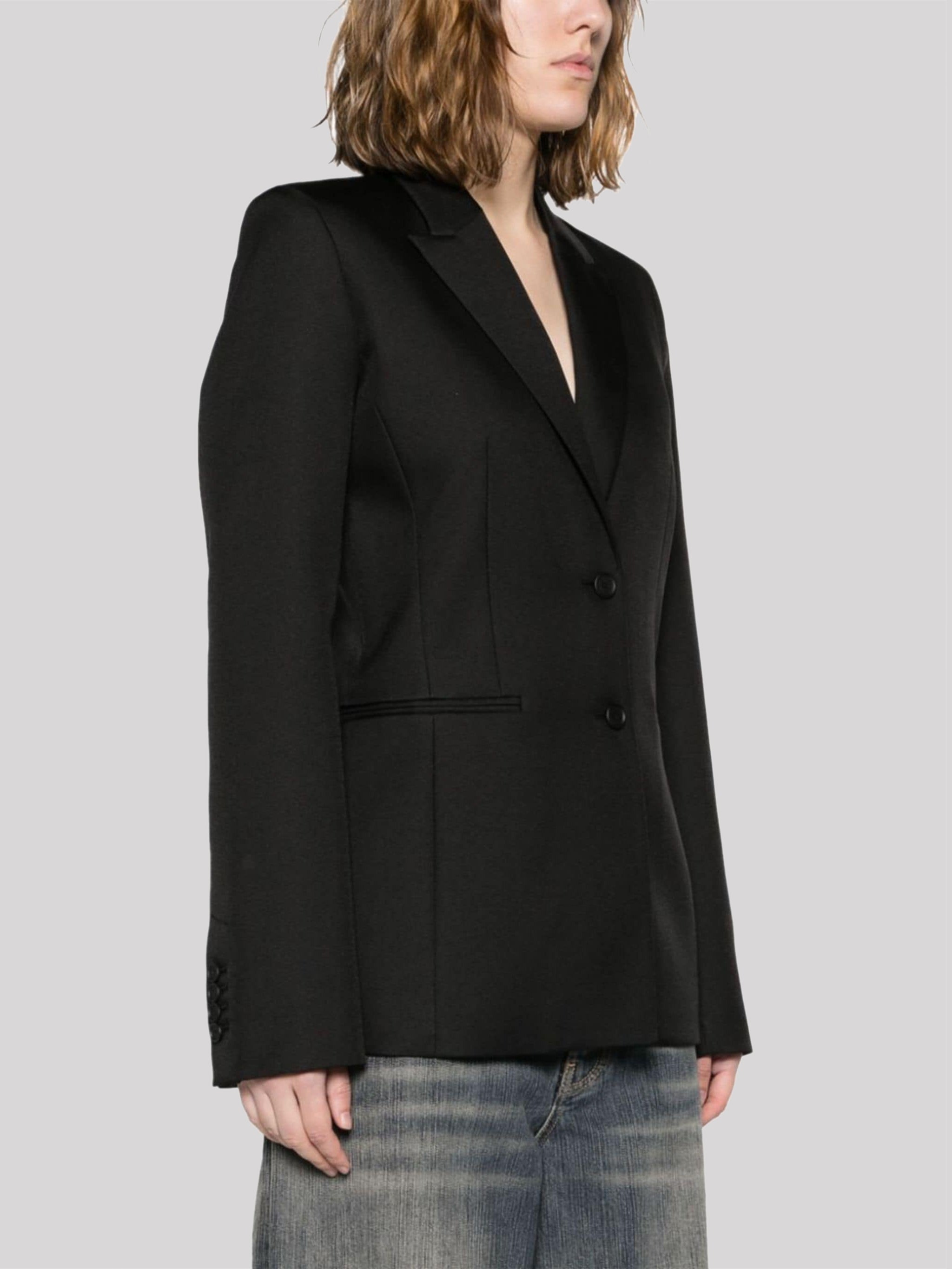 Black Twill Weave Blazer