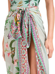 Foulard zooflora placée blue silk scarf (90x90)