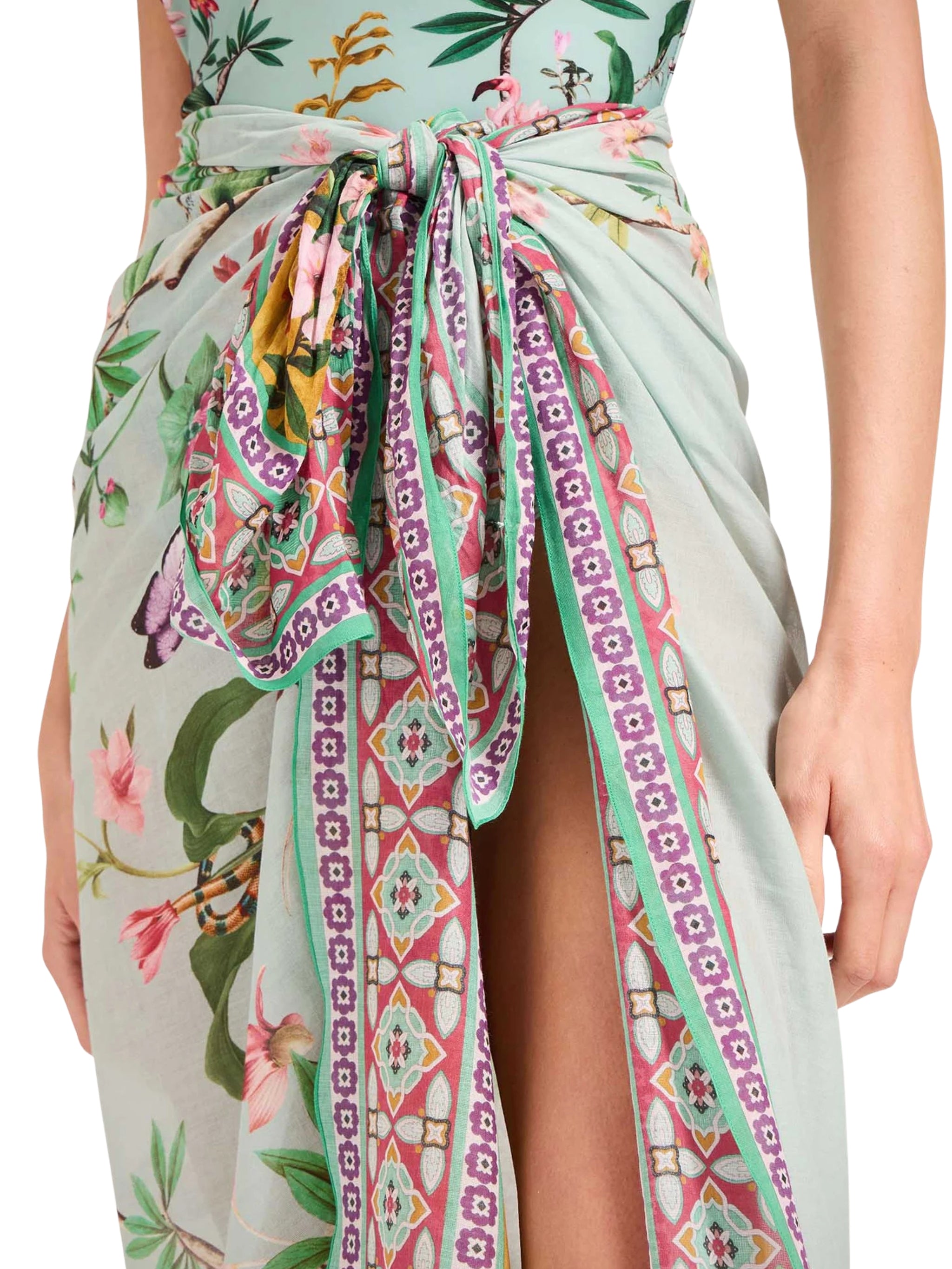 Foulard zooflora placée blue silk scarf (90x90)