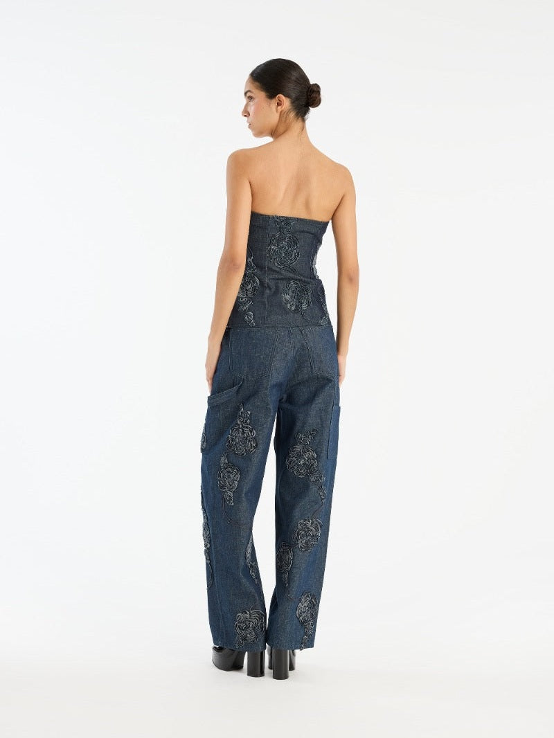 Denim sleeveless top dark blue