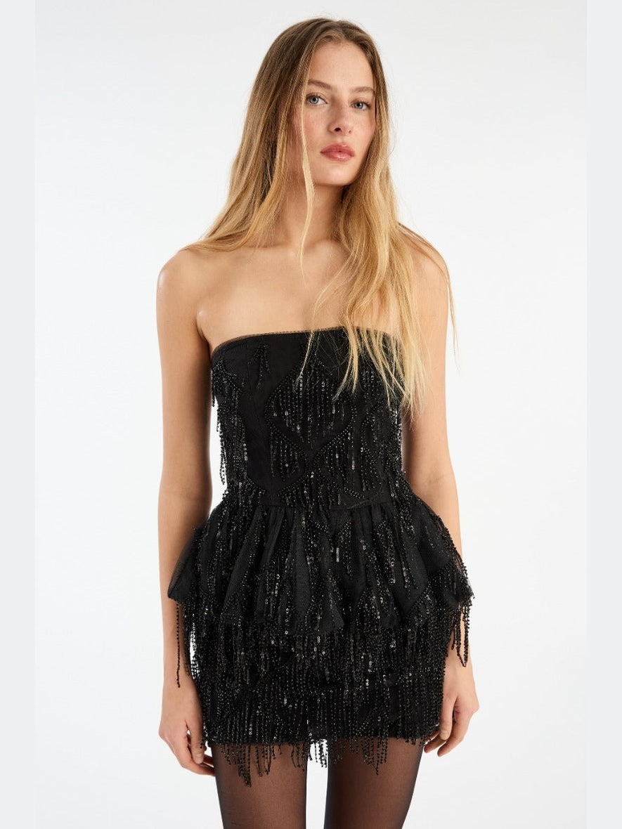 Sequins bubble top black
