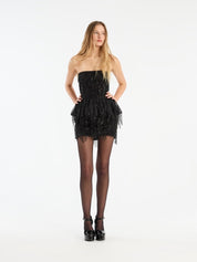 Sequins bubble top black