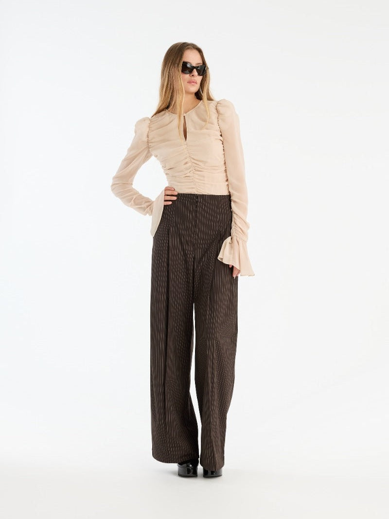 Pinstripe wide leg pants