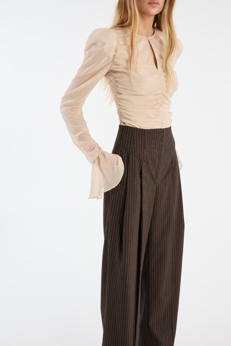 PINSTRIPE WIDE LEG PANTS