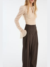 Pinstripe wide leg pants