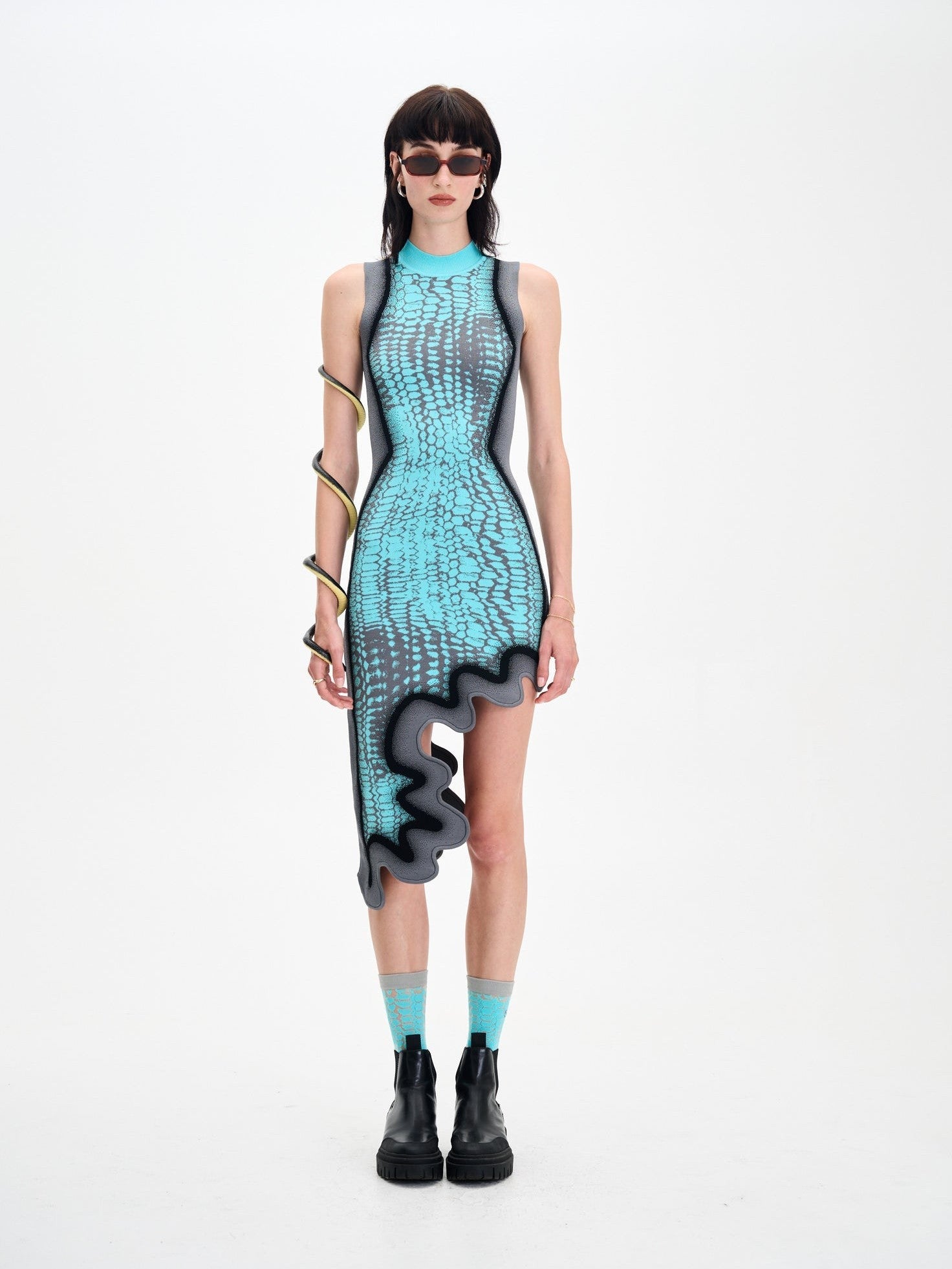 Brooklyn wavy asymmetric dress